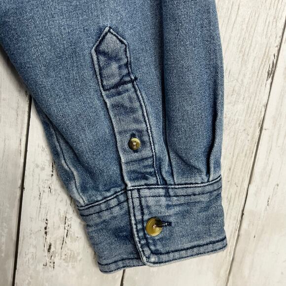 Schmidt Workwear Blue Cotton Blend Long Sleeve Button Down Denim Jean Shirt  LG - Picture 7 of 13